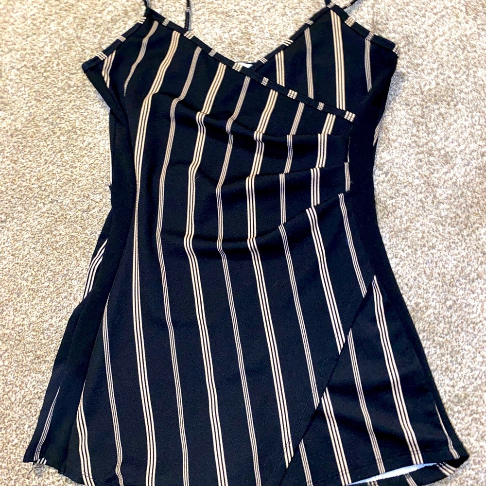 Black yellow stripe Romper dress